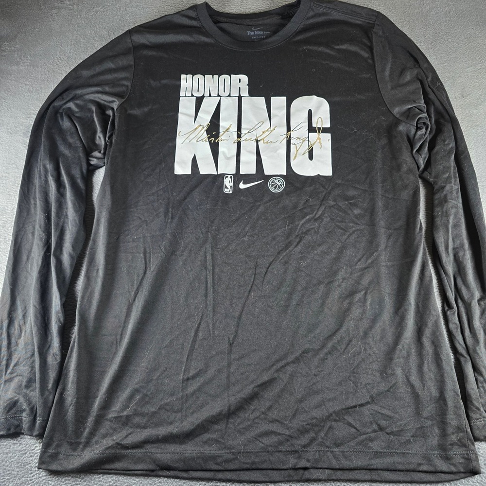 Nike MLK Honor King NBA Long Sleeve Shirt Black XL Dri-FIT Performance Tee